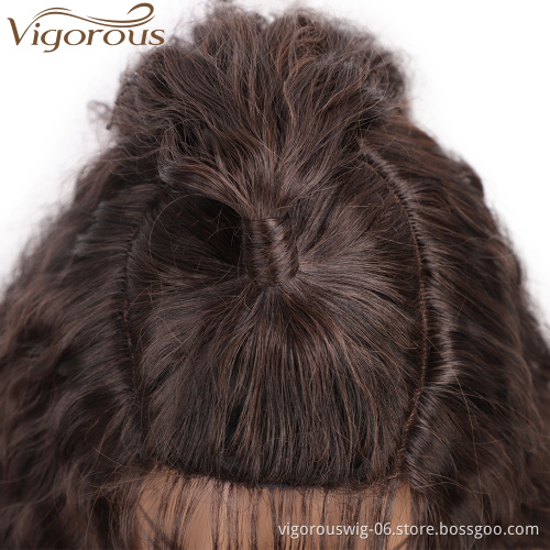 Vigorous 26 Inch Afro Kinky Hair Wigs for Black Women Brown Color Synthetic Heat Resistant Fiber African American Wigs